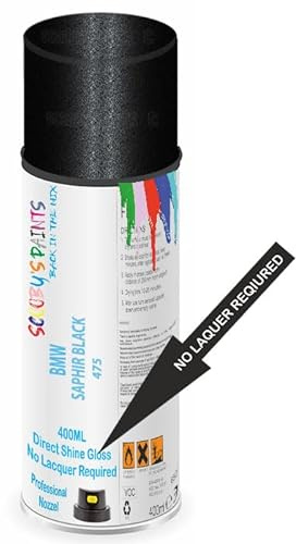 Aerosol Spray Paint Compatible with Bmw Black Sapphire Metallic 475 Available in Direct Gloss, Cellulose or Basecoat (Direct Gloss Aerosol)