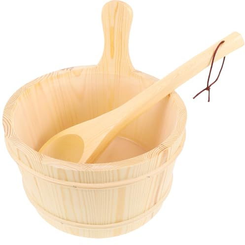 Yardenfun Praktisches Saunazubehör Holz Eimer Satz mit Vernünftiger Kapazität und Vielseitiger Funktion für Dampfbad und Gewerblichen Gebrauch in Natürlichem Beige