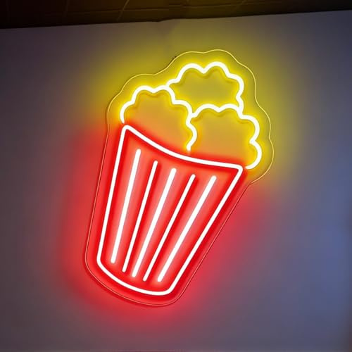 Popcorn Neon Leuchtschild, dimmbar, LED-Beleuchtung für Snacks, ideal für Küche, Kino, Film, Videoraum, Café, Hausbar und Popcorn-Partys