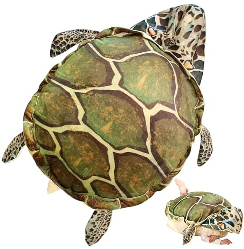 Licsaliwe Riesiges tragbares Schildkrötenkissen, weiches Plüsch-Meeresschildkrötenkostüm für Kinder und Erwachsene, lustige Performance-Requisite (100 cm)