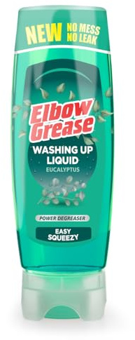 Elbow Grease Stand Up Washing Up Liquid (Eucalyptus, 450ml) | Power Degreaser - Easy Squeezy | No Mess, No Leaks