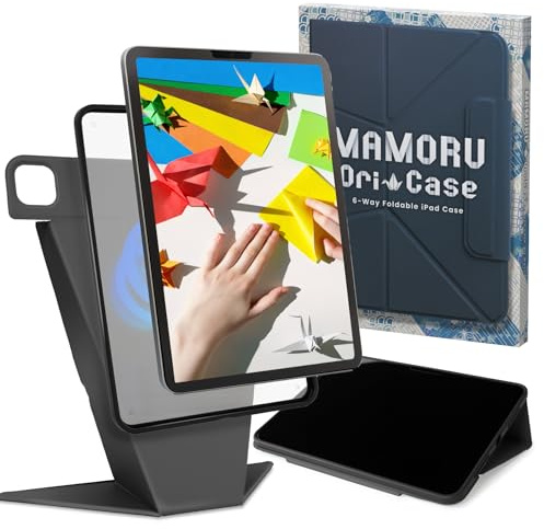 BELLEMOND iPad Case for iPad A16 11 2025 / 10th Gen 10.9 2022 | Origami Folio Stand | 6-Mode Foldable, Magnetic Detachable Cover | MAMORU Ori Case | Black & Grey