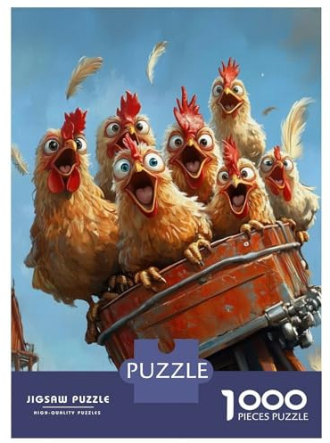 1000-teiliges Puzzle Chickens on Rollercoaster Puzzles Für Erwachsene, Familienspiele, Musterzusammenbau, Einzigartige Geburtstags 38x26cm/1000pcs