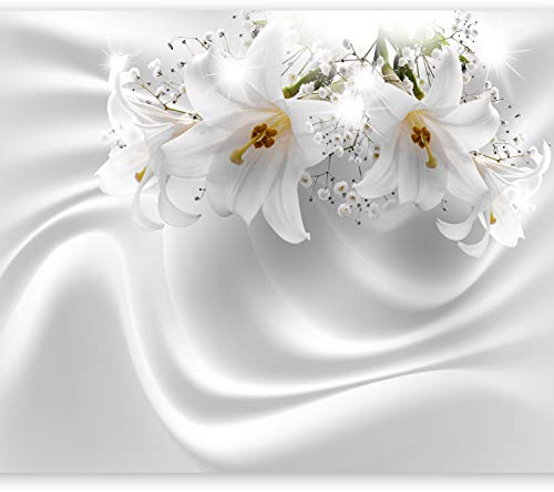 Fototapete murando Blumen Lilien 200x140 cm Vlies Tapeten Wandtapete XXL Moderne Wanddeko Design Wand Dekoration Wohnzimmer Schlafzimmer Büro Flur Blume Abstrakt weiß 3D Optisch Illusion b-C-0158-a-a