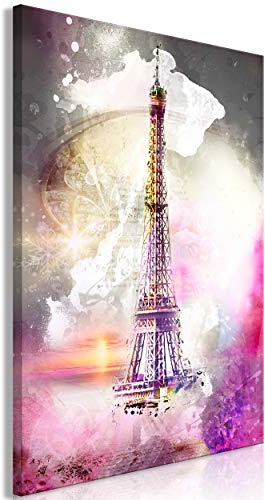 decomonkey Wandbilder Paris Abstrakt 80x120 cm 1 Teilig Leinwandbilder Grau | Strukturleinwand, Holzkeilrahmen, Bild auf Leinwand, Kunstdruck, Wanddeko, Wohnzimmer, Wanddekoration, Eiffelturm, Stadt