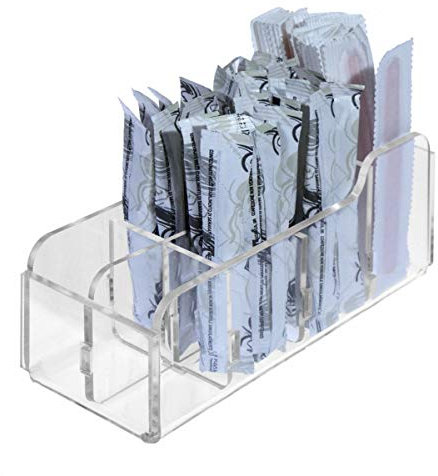 DesignPlex Porta bustine zucchero stick e palette in plexiglass trasparente a 8 postazioni - Misure: 16.5 x 6 x H6 cm