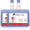 2 porta badge orizzontali con cordino da collo, targhetta per nome, tessere per studenti, biglietti da lavoro. Grigio-blu