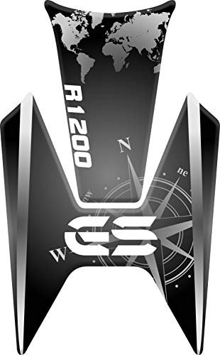 PARASERBATOIO ADESIVO, RESINATO EFFETTO 3D compatibile con BMW R1200 GS 2013-2019, R 1200 (Black)