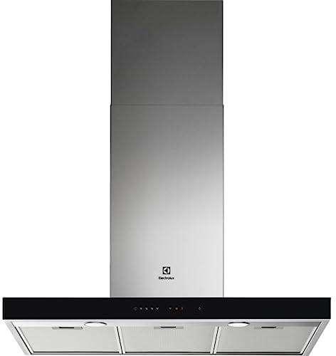 Hotte électrique 90 cm inox max 625 m3/h), Hob2hood, F. Brisa, sortie 150 mm, LED, éclairage inclus T-Invertie frontale en verre noir