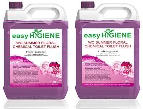 easyHYGIENE 2 x 5L SUMMER FLORAL FLUSH CHEMICAL TOILET Fluid Rinse Cleaner Portable WC boat caravan wc