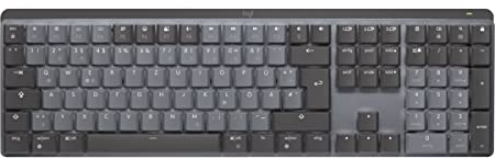 Logitech MX Mechanische kabellose Mini-Tastatur mit Beleuchtung, Lineare Tasten, Hintergrundbeleuchtung, Bluetooth, USB-C, macOS, Windows, Linux, Android, Metall, Deutsches QWERTZ-Layout - Graphit