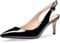 Castamere Scarpe col Tacco Donna Gattino Cinturino Regolabile Tacco a Spillo Sandali 6.5CM Nero Pelle Verniciata Scarpe EU 42