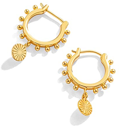 Brandlinger ® Ohrringe Silber 925 hängend. Creolen mit Anhänger gold und silber. Schmuck Damen vergoldet mit 18 Karat für Frauen und Mädchen. Innerer Durchmesser der Creolen 10mm.