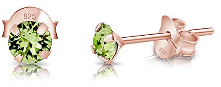 Orecchini Verdi - Orecchini Punto Luce Oro Rosa con Brillantini di Cristallo Verde Peridoto - Orecchini Lobo Donna - Orecchini Donna Oro Rosa - Punto Luce Orecchini Colorati