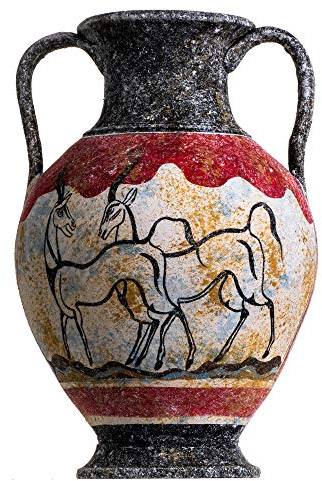 Antike Griechische Minoische Amphore Capra Aegagrus Handgemachte Keramikvase Groß