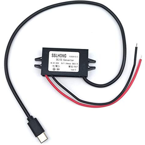 SSLHONG USB 3.0 C DC DC Konverter Buck Modul 12V/24V auf 5V 3A Step Down Spannungsregler Ladegerät (USB C)