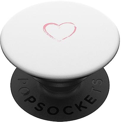 Pink Heart White PopSockets Adhesive PopGrip