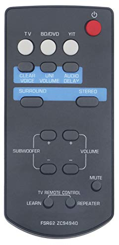 ALLIMITY FSR62 ZC94940 Remote Control Replace fit for Yamaha Soundbar YAS-201 YAS-201B1 YAS-CU201 YAS201 YAS201B1 YASCU201 FSR62-ZC94940