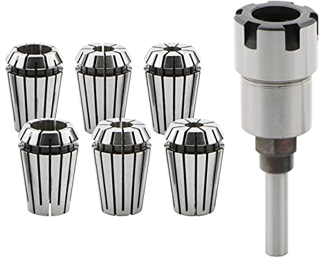 jiuwu Spannzangen-Set, 8 mm Schaft, Oberfräsenverlängerung, Spannzangen-Konverter-Adapter, Spannzangen-Treiberadapter mit 2 ER20–6.5, 2 ER20–13 Frässpannzangen zum Trimmen von Fräsen, Graviermaschine