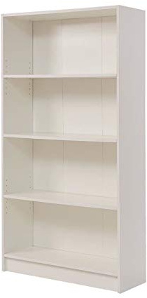 Timber Art Design Bookcase 4 Tier Storage Open Floor Mount Industrial Rack Display Shelving Organiser Cubes Unit For Living Room, Office, Study Room Furniture White - 40 x 106 x 30 cm