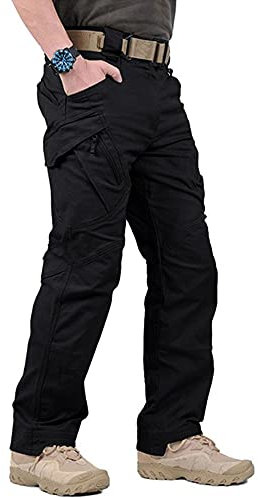 YIYINGSI Pantaloni Tattici Impermeabili da Uomo - Pantaloni Multi-Tasche Militari Ripstop, Pantaloni Cargo Resistenti all'Usura da Uomo 5XL, Pantaloni da Combattimento SWAT,Nero,5XL