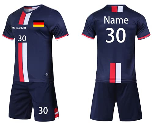 Fußball Trikot Kinder Erwachsene Benutzerdefinierte Fussball Trikot T-Shirt Shorts 2 teiliges Set - Benutzerdefiniert Beliebiger Name Nummer Team Logo Trikot Personalisiert