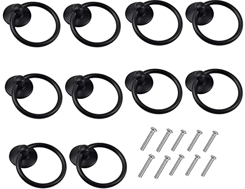 Niooce Poignées De Tiroir Poignées Anneau de Poignée pour Armoire Tiroir Commode Armoire 10 Pcs (noir)