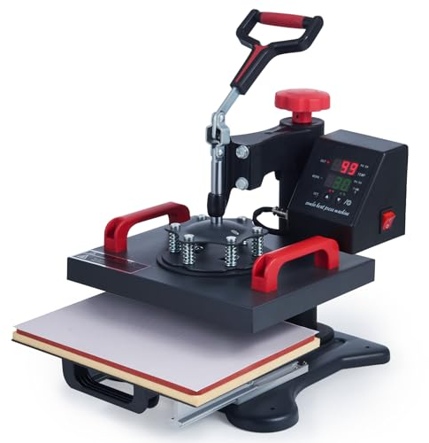 CREWORKS Máquina de Prensa de Calor 25X30CM con Pantalla LED Máquina de Sublimación Giratoria 360° Máquina de Transferencia de Calor para Camisetas (25x30cm)