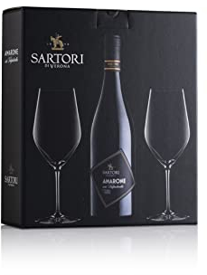 Casa Vinicola Sartori, Confezione Assaggio Amarone della Valpolicella D.O.C.G. Rosso, 2020, Veneto, Confezione Regalo, 750ml + 2 calici degustazione