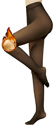 Arkim S/M/L/XL Collant femme hiver, Legging collant polaire femme grande taille, Collants thermiques pour femme - Doublure d'hiver - Faux translucide - En peluche