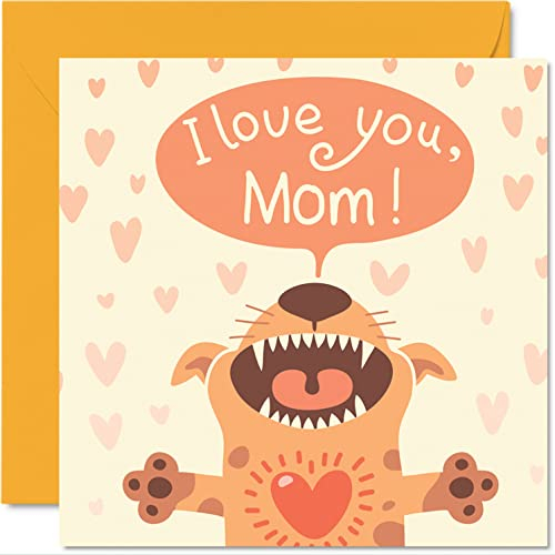 Geburtstagskarten für Mama vom Hund – I Love You Mom – Happy Birthday Karte für Mama vom Hund, Mutter-Geburtstagsgeschenke, 145 mm x 145 mm Muttertag Haustier Grußkarten Geschenk für Mama Mama Mama
