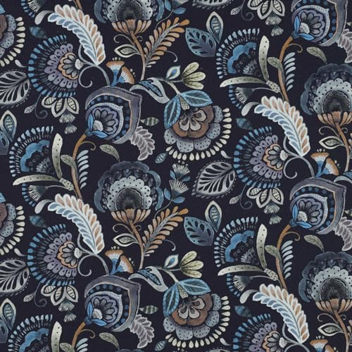 0,5m bedruckter Canvas-Stoff Baumwollstoff Meterware Oeko-Tex zertifiziert, Motivwahl, Motiv:Ornamente | blau