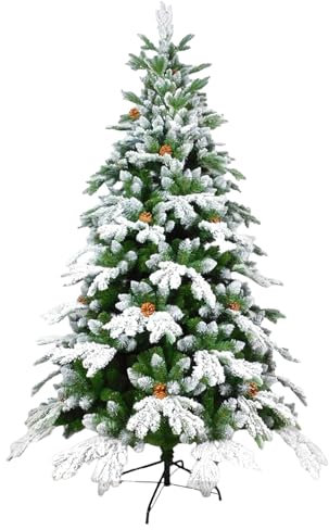 Aurora Store Albero di Natale Artificiale Verde Innevato con Pigne, Modello Val di Susa Altezza 120 Cm e 200 Rami, Abete Super Folto con Effetto Realistico e Rami con Aghi Anticaduta (120 cm)
