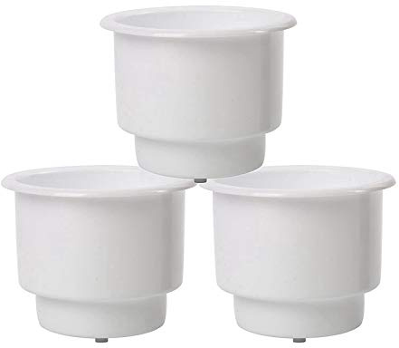 YEHEI 3Pcs Encastré Goutte dans Un Gobelet en Plastique Porte-Bidon avec Drain pour Bateau Voiture Marine RV (Blanc)