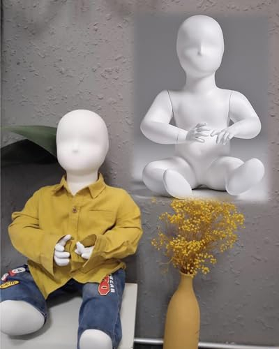 Schaufensterpuppe Ganzkörper-Kinderschaufensterpuppe, Sitzende Pose, Kinderkostüm, Schaufenstermodell Mattweiß, Realistische, Abnehmbare Schaufensterpuppe für Kleidung ( Color : Posture 1 )