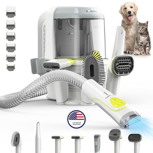 PAWSPIK GromingPro Rx Aspirateur pour animaux de compagnie, contrôle manuel direct, 7 outils de toilettage pour animaux de compagnie, 6 niveaux d'aspiration pour poils d'animaux, grand bac à poussière