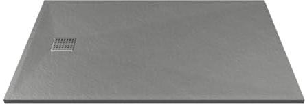 Vente-unique-Plato de ducha para colocar o empotrar de resina - Gris - 140 x 90 cm - MIRNOSA