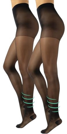 CALZITALY Stützstrumpfhose mit starker Kompression 10 mm/Hg, Feine Kompressionsstrumpfhosen Damen, S, M, L, XL, XXL, 3XL, 4XL, 70 DEN, Made in Italy (XL, 2 X Schwarz)