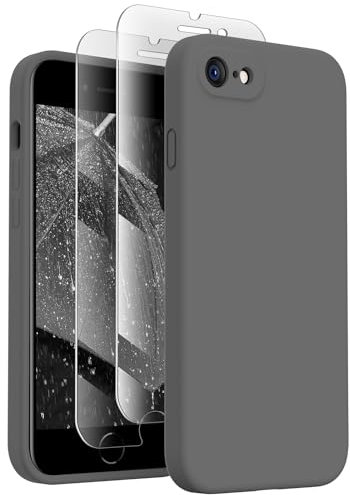 XXDD Designed for iPhone SE 2022/2020, 7 8 Case, Silicone Case with Screen Protectors, Soft Anti-Scratch Lining, 4.7 inch, Space Gray