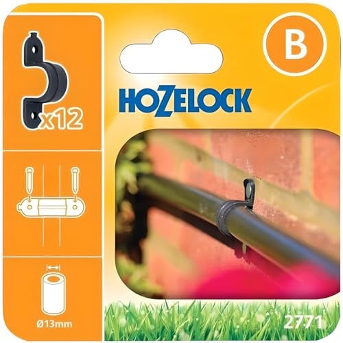 AMK® Hozelock Wall Clip 13mm Pack of 12 Quick Installation Clips Fixture Irrigation Water Garden Hose Gardening Plants Home Watering System