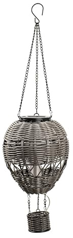 Northpoint Solar Heißluftballon LED Lampe aus Rattan – Wetterfeste Solar Hängelaterne für Garten, Balkon & Terrasse – Boho Deko Windlicht mit warmweißem Licht – Outdoor Solarleuchte zum Aufhängen