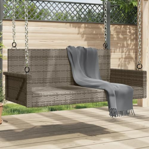 Wenjingqi-365627 Hollywoodschaukel aus Polyrattan, Grau, 119 x 56 x 48 cm