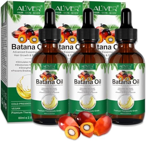 P-Beauty 3x Bio Batana Öl veganes Öl für Haare, Gesicht & Nägel, Kaltgepresst 60ml - für Haarwuchs & Hautpflege - Öl gegen Haarausfall & Spliss - Haarwachstum - Haarpflege - Gesichtspflege - Pflegeöl