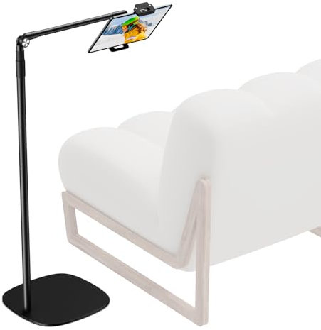 elitehood Supporto da pavimento per iPad, regolabile in altezza per tablet con base pesante, supporto Kinlde girevole a 360° per leggere a letto, adatto per iPad mini Air Pro, Galaxy Tab, Kindle e