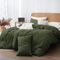 Freyamy - Funda nórdica (algodón, 220 x 240 cm), color verde oliva y liso, juego de funda nórdica para 2 personas, juego de funda reversible, edredón de ropa de cama