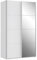 FORTE Sapporo Weißer Kleiderschrank 120, moderner Schrank, Schmaler Kleiderschrank mit Spiegel, Spiegelfront, Schwebetüren, Holzwerkstoff, Weiß, 120,1 cm breit x 210,5 cm hoch x 61,2 cm tief