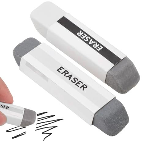 2 Pcs Natural Rubber Eraser for Ink and Pencil, Sand Eraser for Fountain Pen, School Office Correction Supplies, Double Head Remover for Ball-Point Pen