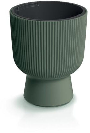 Tymar Blumentopf mit Einsatz, Blumenkübel aus Kunststoff, Übertopf, Pflanzkübel Gross(DBMIS Waldgrün,ø 30 cm)