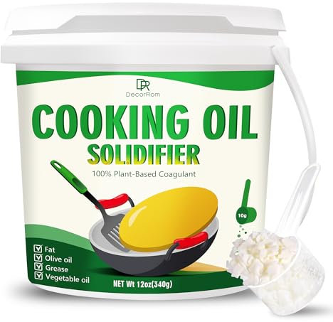 Solidifiant Huile Friture 340g - Poudre Écologique pour Élimination des Huiles de Friture - Nettoyage Efficace des Taches d'Huile - Action Rapide pour Solidifier les Huiles Usagées en Cuisine