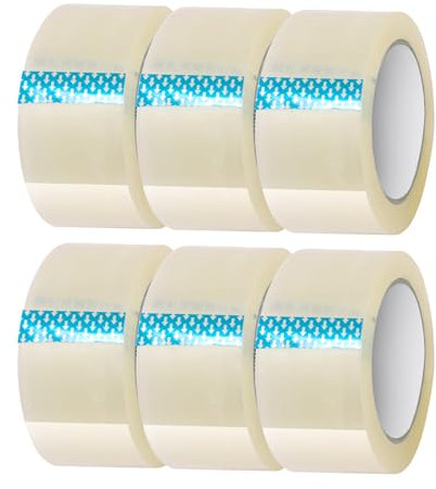 ANSIO Clear Packing Tape 6 Rolls (48mm x 60m) - Durable Parcel Sealing Tape for Packing Boxes, Secure Packaging for Moving House